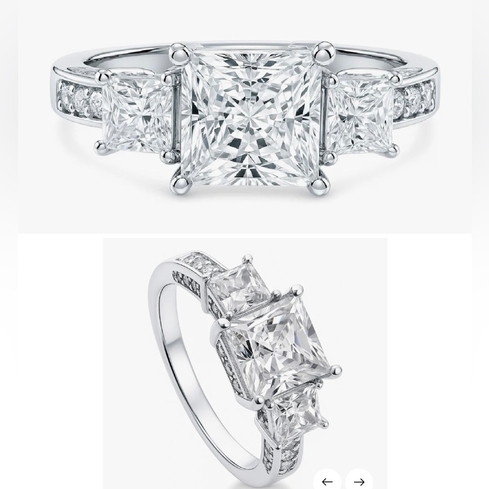 Berricle 3 Stone .925 Sterling Silver, Rhodium Plated, and Nickel Free Ring